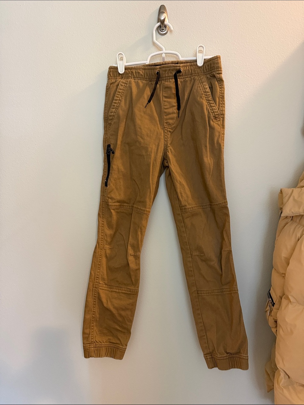 Plugg Boy’s Brown Cargo Jogger Pants with Black Drawstrings